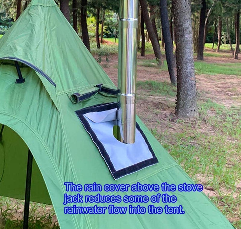 FireHiking Hot Tent Stove Jack 9" x 7.8" with Rain Flap Highly Flame-Retardant for Onetigris Hot Tent - Image 2