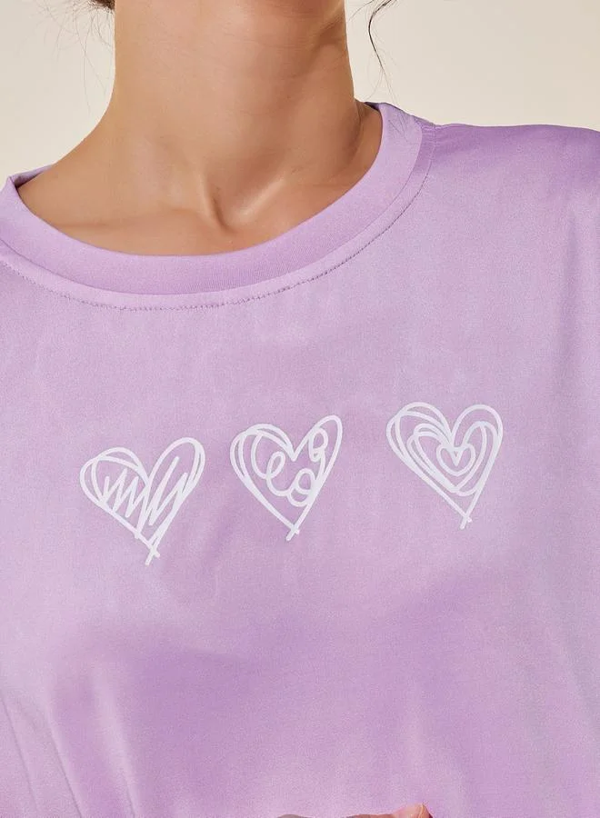 Take Two Take Two Graphic Print Oversize T-Shirt and Pyjama Set
