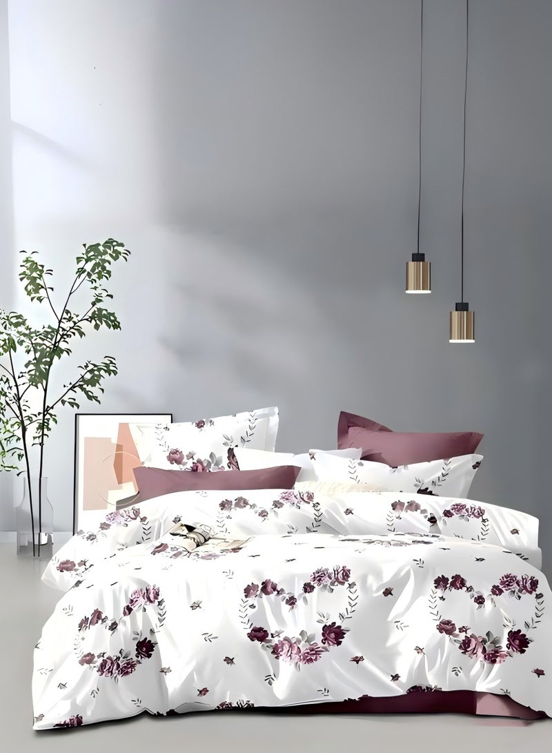 Duoduo home طقم غطاء لحاف ملكي جديد، 6 قطع مع غطاء لحاف 220×240 سم و1 ملاءة مشدودة و4 أغطية وسائد