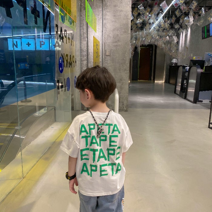 Boys' Cotton Graffiti Short-sleeved T-shirt 2023 New Arrival Loose Children's Summer Baby's Little Boy's All-match Trendy Top - Image 1