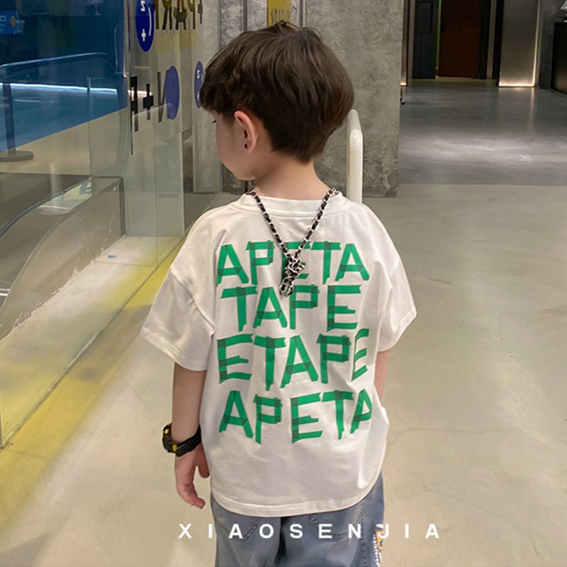 Boys' Cotton Graffiti Short-sleeved T-shirt 2023 New Arrival Loose Children's Summer Baby's Little Boy's All-match Trendy Top - Image 4