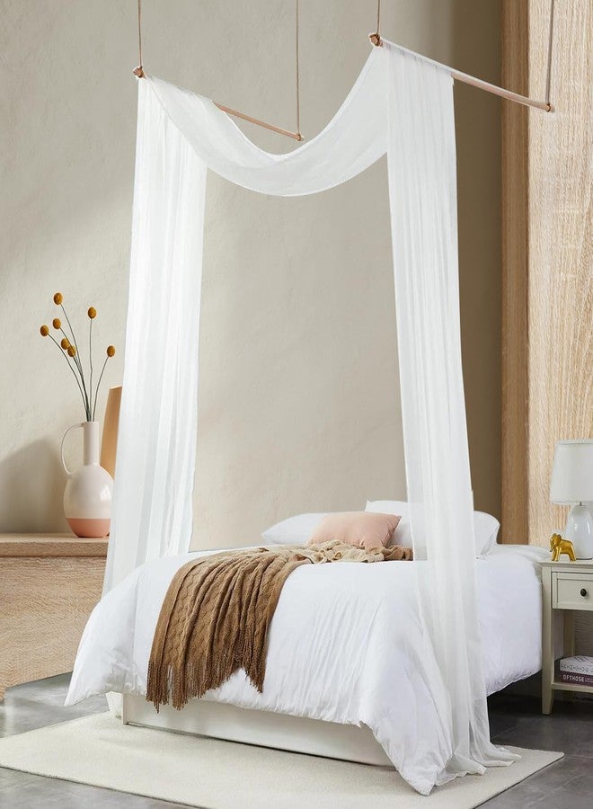 Comtelek Bed Canopy for Girls & Adults, King to Twin Sizes - White Tulle Canopy Bed Curtains with Frame, 59" x 255" - Image 5