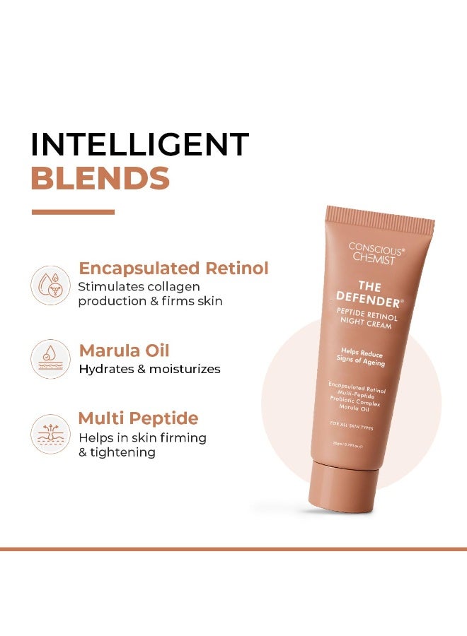 كيميائي واعي كريم مرطب كونشيس كيميست® بتركيز 0.2% ريتينول | 20 غرام | كريم ليلي بروكولاجين، للرجال والنساء، كريم وجه متعدد الببتيدات مضاد للشيخوخة، يقلل من الخطوط الدقيقة وخطوط الرقبة والتجاعيد، مناسب لجميع أنواع البشرة - ذا ديفندر - Image 3