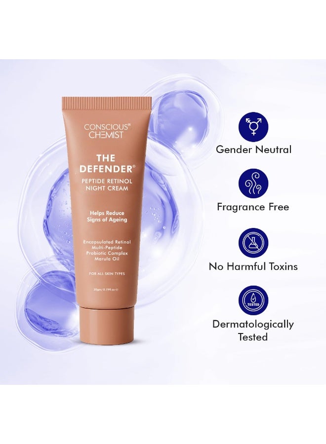 كيميائي واعي كريم مرطب كونشيس كيميست® بتركيز 0.2% ريتينول | 20 غرام | كريم ليلي بروكولاجين، للرجال والنساء، كريم وجه متعدد الببتيدات مضاد للشيخوخة، يقلل من الخطوط الدقيقة وخطوط الرقبة والتجاعيد، مناسب لجميع أنواع البشرة - ذا ديفندر - Image 2
