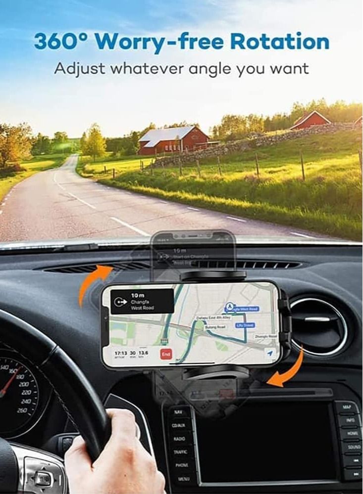 Go-Des Car Mobile Holder, 360 Degree Rotation & Adjustable Mobile Stand for Car Dashboard Windshield and Air Vent Black (HD693- - Image 2