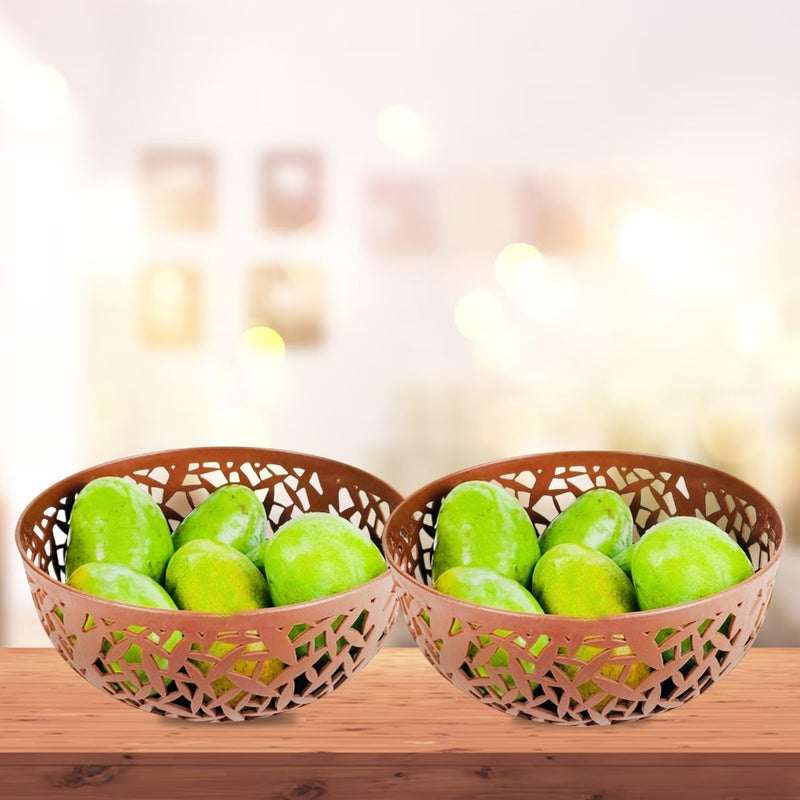 Go Hooked 21cm Plastic Fruit Bowl | Durable & Stylish 9.5cm Height Fruit Storage Organizer | Multipurpose Serving Bowl for Kitchen, Dining, & Home Décor | BPA-Free & Easy to Clean Brown Pack of 2 - Image 5