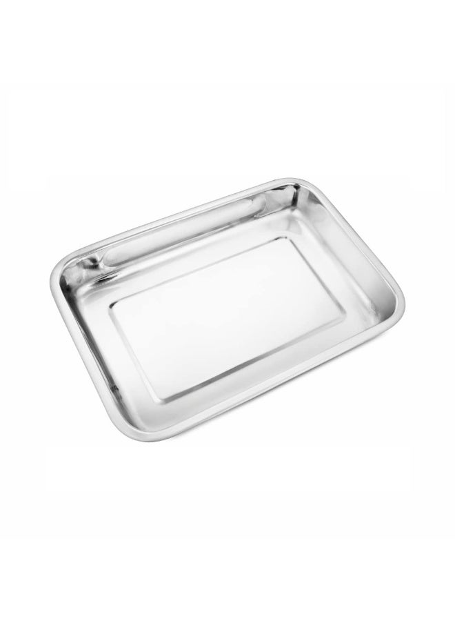 Shri & Sam High Grade Stainless Steel Lasagna Tray with Large Handle for Serving Any Foods (Silver) 35 CM - Image 1