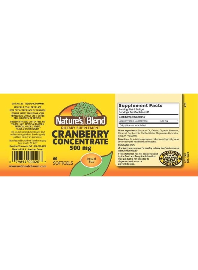 Nature's Blend Cranberry Concentrate 500 mg 60 Sgels - Image 2