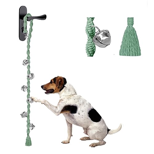 GINIDEAR Dog Bells to Go Outside & Puppy Potty Training, Adjustable Dog Door Bell Ring to Go Potty, Handmade with Premium Yarn. Twisted Style, LightGreen - Image 1