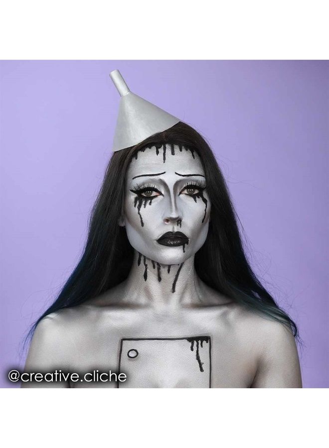 mehron مكياج فانتازيا FX كريم مكياج | مكياج هالوين مائي | طلاء وجه وطلاء جسم فضي للبالغين 1 أونصة سائلة (30 مل) (فضي) - Image 2