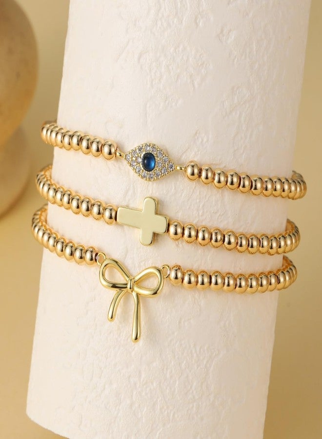 GINAZL Evil Eye Bracelets, Gold Beaded Bracelets for Women Cute Dainty stackable Bracelet for Women Jewelry Gift for Teens Valentines Birthday Christmas Gifts for Sister Friends (BGE) - Image 5