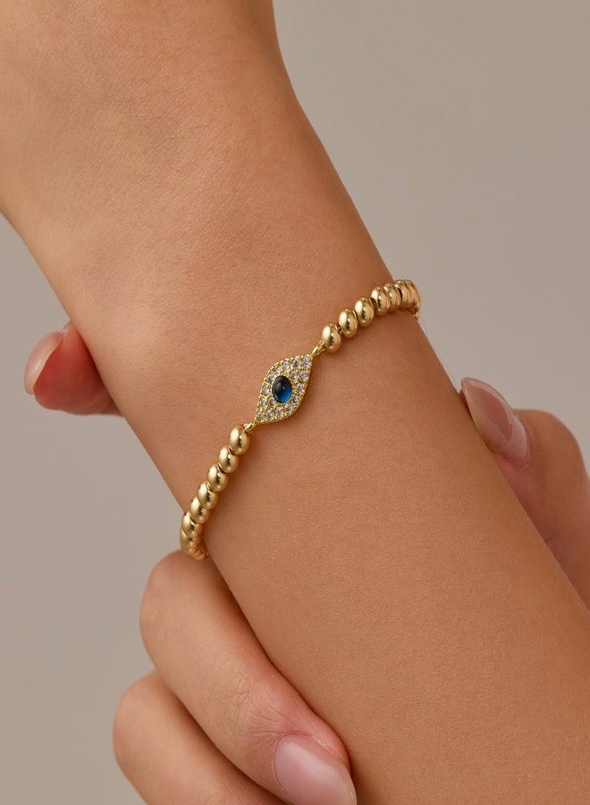 GINAZL Evil Eye Bracelets, Gold Beaded Bracelets for Women Cute Dainty stackable Bracelet for Women Jewelry Gift for Teens Valentines Birthday Christmas Gifts for Sister Friends (BGE) - Image 2