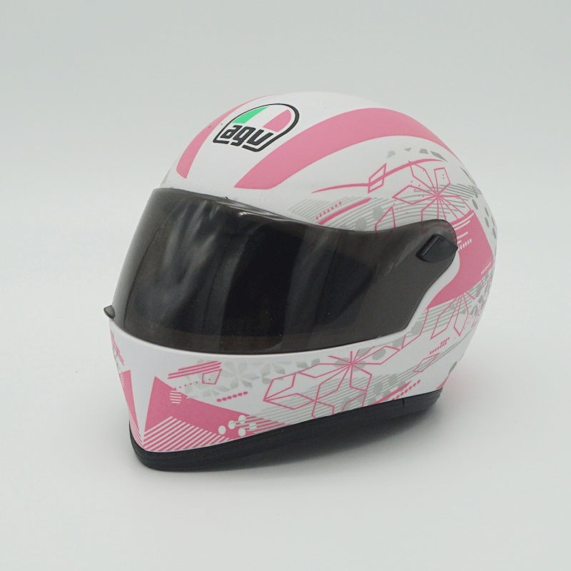 Motorcycle Bear Helmet Doll Rally Bear Lucent Cat Motorcycle Motorcycle Travel Tail Box Rear Seat Decorative Small Helmet ModelAGV cherry blossom AGV cherry blossom