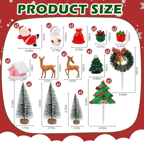 RAYNAG 16Piece Christmas Cake Toppers Mini Santa Reindeer Trees Gifts Ornaments for Christmas Birthday Parties - Image 5