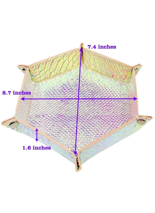 SIQUK 2 Pieces Mermaid Dice Tray Pu Leather Dice Trays Portable Folding Hexagon Dice Roller Tray For Dice Games Like Rpg Dnd And Other Table Games (Violet Light Violet)  - Image 3