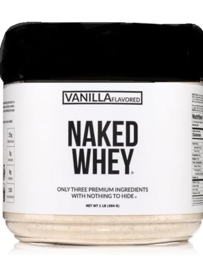 Nakd بروتين مصل اللبن بنكهة الفانيليا 1 رطل، 3 مكونات فقط، مسحوق بروتين مصل اللبن الطبيعي بالكامل من الأبقار التي تتغذى على العشب + فانيليا + سكر جوز الهند - خالٍ من الكائنات المعدلة وراثيًا، وخالي من الصويا، وخالي من الجلوتين. يساعد على نمو العضلات، 12 وجبة - Image 1