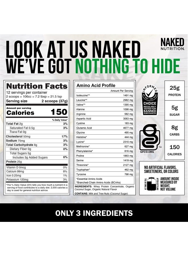 Nakd Nutrition Vanilla Whey Protein 1Lb, Only 3 Ingredients, All Natural Grass Fed Whey Protein Powder + Vanilla + Coconut Sugar- GMO-Free, Soy Free, Gluten Free. Aid Muscle Growth, 12 Servings - Image 4