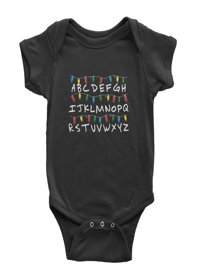 The Pxv One-Piece Alphabet Christmas Lights Newborn Black Romper - Image 1