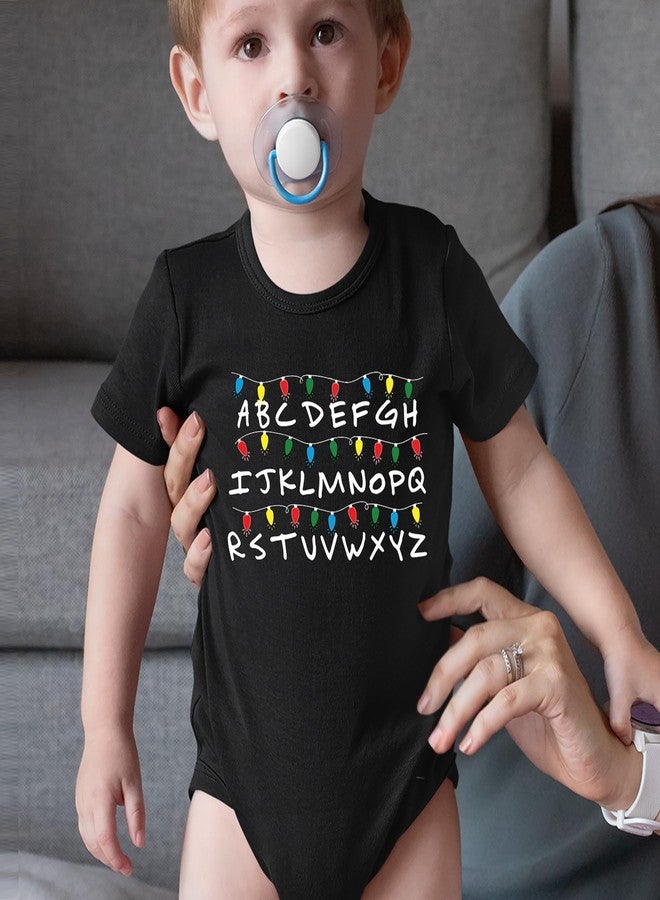 The Pxv One-Piece Alphabet Christmas Lights Newborn Black Romper - Image 2