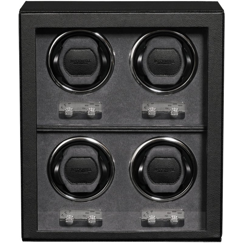 ROTHWELL 4 Watch Winder for Automatic Watches with Quiet Motor with Multiple Speeds and Rotation Settings BlackGrey