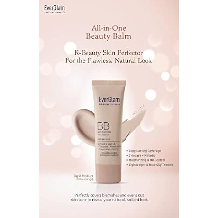 everglam K-Beauty Skin Perfector Korean BB Cream, Light Medium - Flawless, Natural Glow in Seconds | Multi-Function Tinted Moisturizer: Stays On All Day, Dewy, Water-Resistant, Oil-Controlling - Image 3
