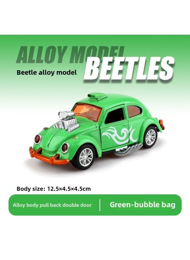 [bag] 1:36 Alloy Car Simulation Car Model Boy Children's Toy Car Gift Ornaments-Color:(bubble Bag) 1:36 Beetle Modified Green  - Image 1