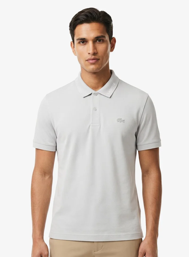 LACOSTE Slim Fit Jacquard Collar Stretch Polo