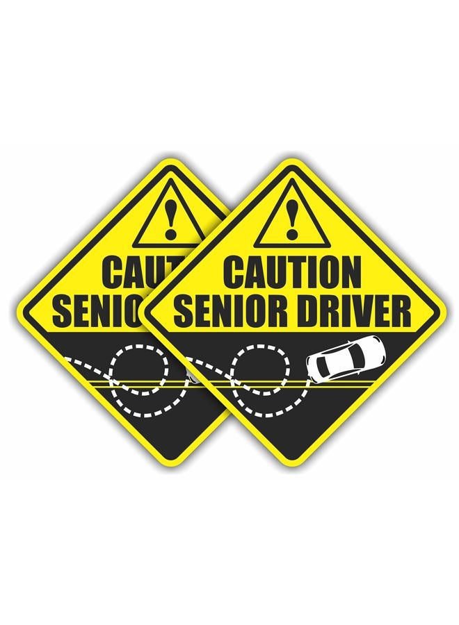 Larkmo 2 Funny Prank Caution Senior Driver Car Magnet Sign Gag Gifts for Elderly Women, Men, New Drivers & Student Drivers, Great Joke Gift for Over 40 & 50 Year Old People & Other UFO Driving Life Forms - Image 1