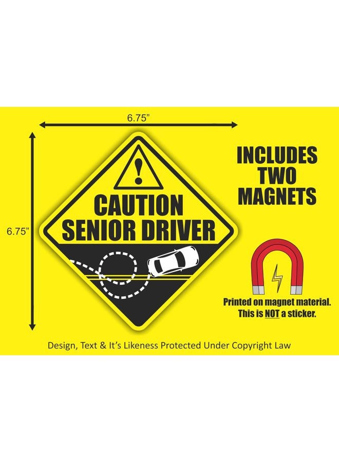 Larkmo 2 Funny Prank Caution Senior Driver Car Magnet Sign Gag Gifts for Elderly Women, Men, New Drivers & Student Drivers, Great Joke Gift for Over 40 & 50 Year Old People & Other UFO Driving Life Forms - Image 3