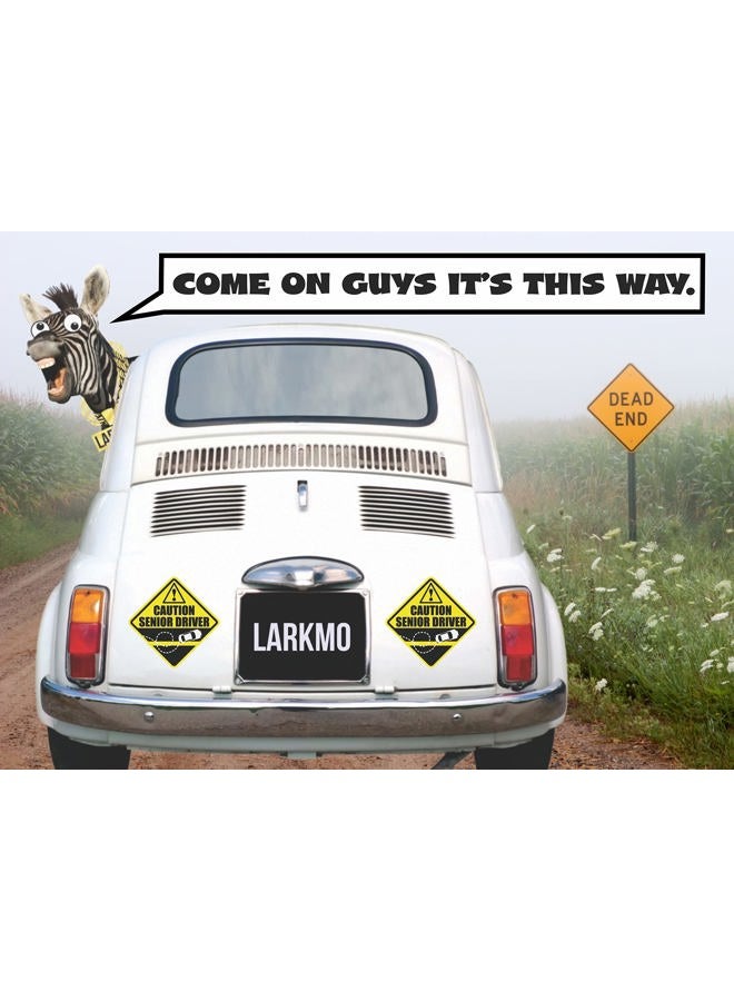 Larkmo 2 Funny Prank Caution Senior Driver Car Magnet Sign Gag Gifts for Elderly Women, Men, New Drivers & Student Drivers, Great Joke Gift for Over 40 & 50 Year Old People & Other UFO Driving Life Forms - Image 2