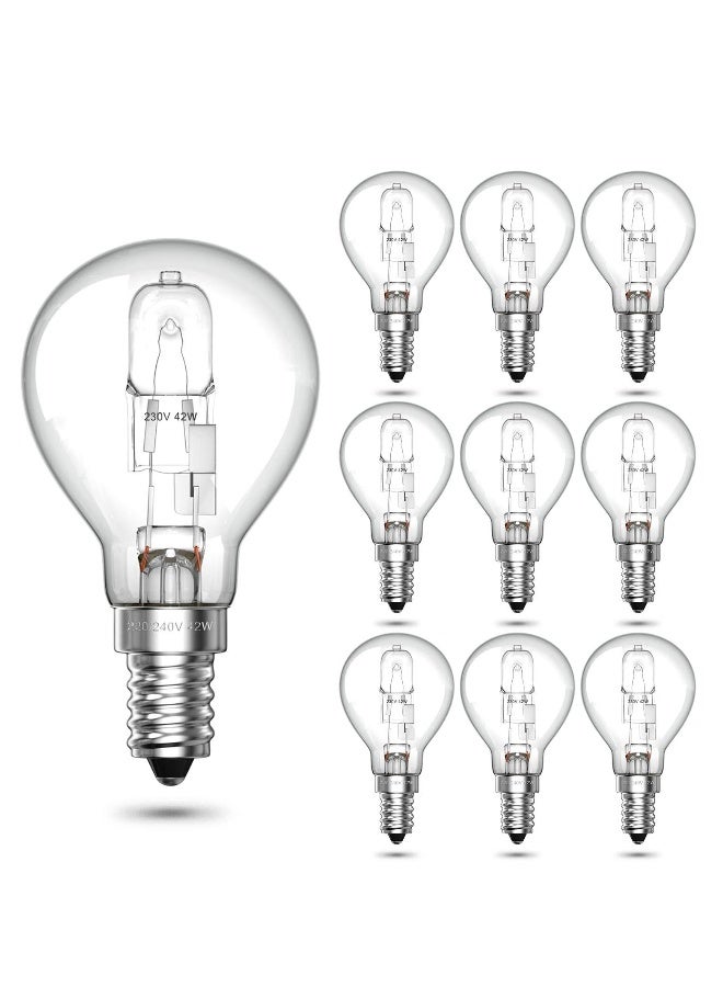 E14 Halogen Golf Ball Bulb Dimmable, 42W G45 Small Edison Screw Globe Light Bulb 240V Classic Mini Globes Clear Round Light Bulbs Warm White 2700K (10-Pack ) - Image 1