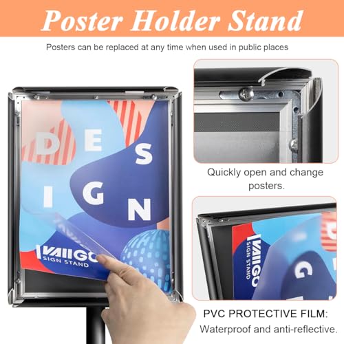 Climberty® 9.4x13 Inch Heavy-Duty Adjustable Floor Standing Sign Holder, Pedestal Standing Sign Holder Stand Poster Stand with Round Base for Vertical/Horizontal Sign Display - Image 3