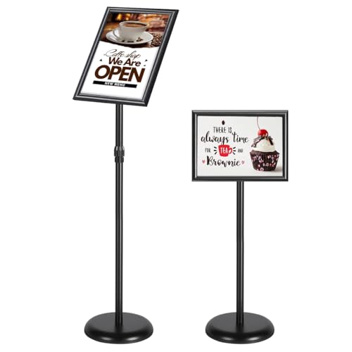 Climberty® 9.4x13 Inch Heavy-Duty Adjustable Floor Standing Sign Holder, Pedestal Standing Sign Holder Stand Poster Stand with Round Base for Vertical/Horizontal Sign Display - Image 1