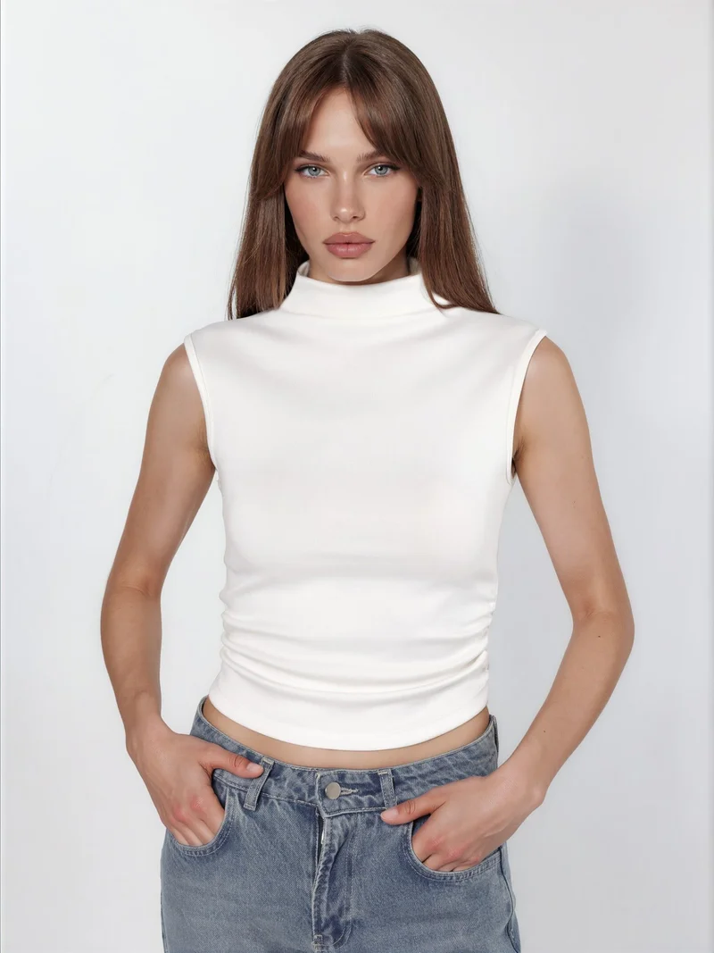 هيكاب Modal Touch Half Turtleneck Crop Top