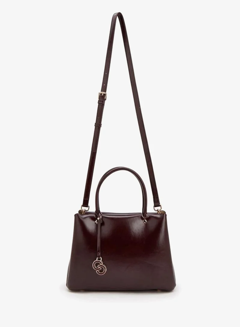 Celeste BURGUNDY Solid Tote Bag With Detachable Strap for Women | Best Price UAE