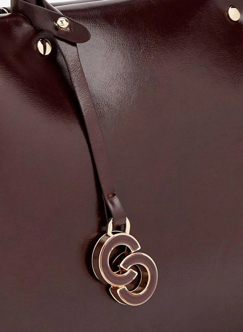Celeste BURGUNDY Solid Tote Bag With Detachable Strap for Women | Best Price UAE