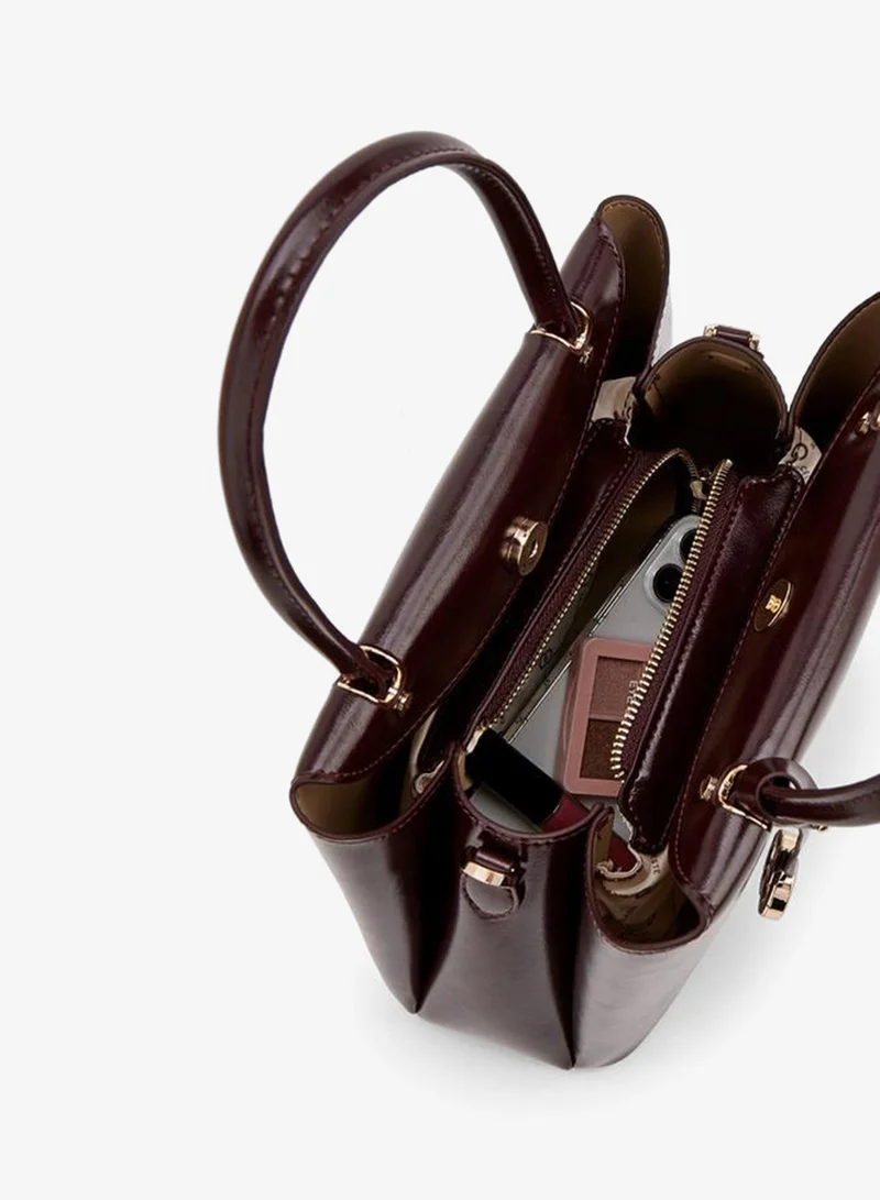 Celeste BURGUNDY Solid Tote Bag With Detachable Strap for Women | Best Price UAE