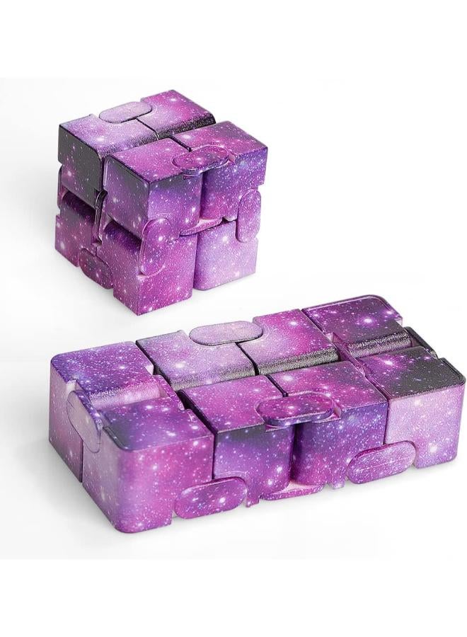 Haipky Infinity Cube Mini Hand Held Finger Fidget Puzzle Toy Stress Anxiety Relief for Adults Children ADD ADHD Good Gift Killing Time and Fun Magic (Purple Galaxy)