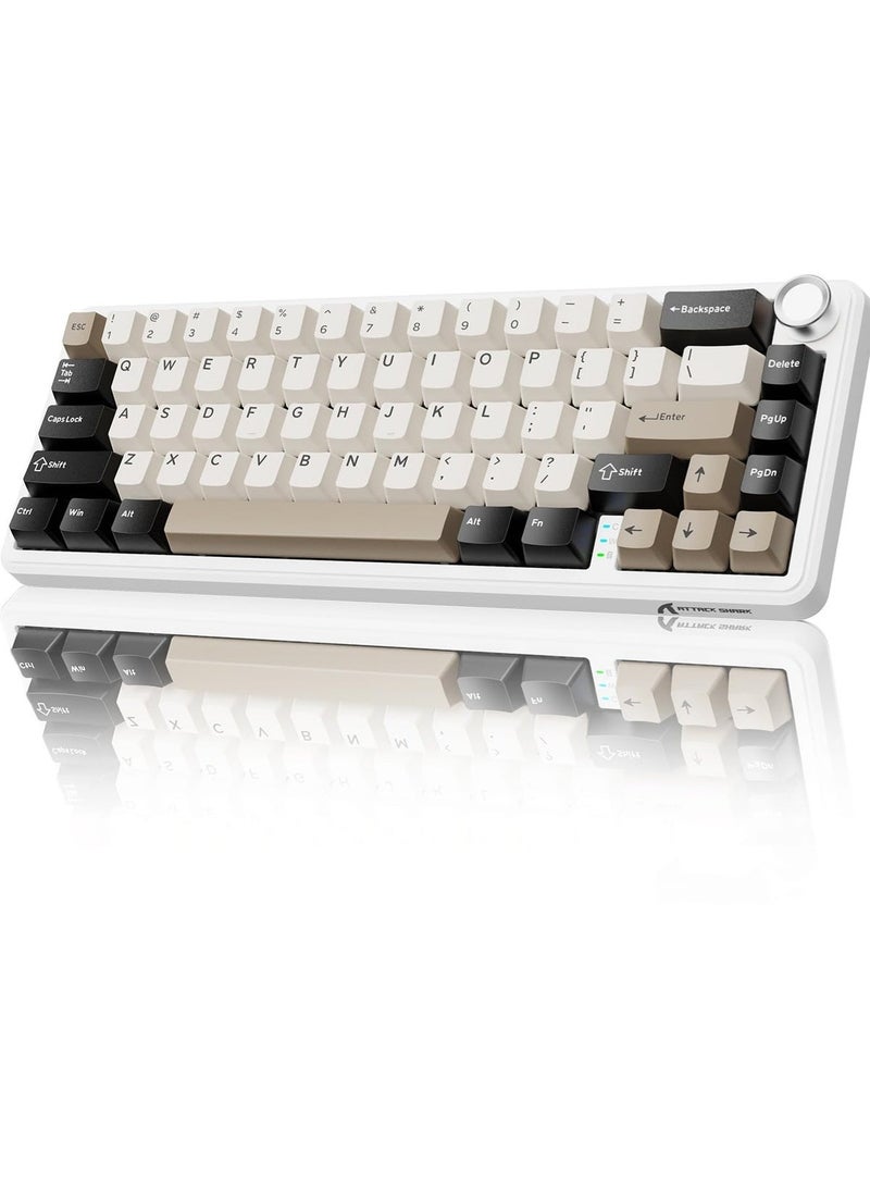 Attack Shark X66 Wireless Mechanical Gaming Keyboard with Knob,Tri Mode USB-C/BT5.0/2.4G Gasket Mounted 60% RGB Gaming Keyboard, Side Printed PBT Keycap,Hot Swappable Strawberry Switch - Image 1