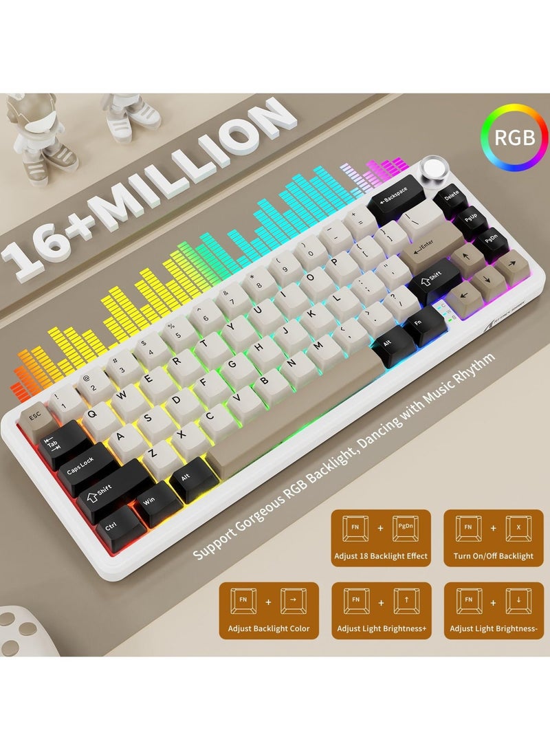 Attack Shark X66 Wireless Mechanical Gaming Keyboard with Knob,Tri Mode USB-C/BT5.0/2.4G Gasket Mounted 60% RGB Gaming Keyboard, Side Printed PBT Keycap,Hot Swappable Strawberry Switch - Image 3