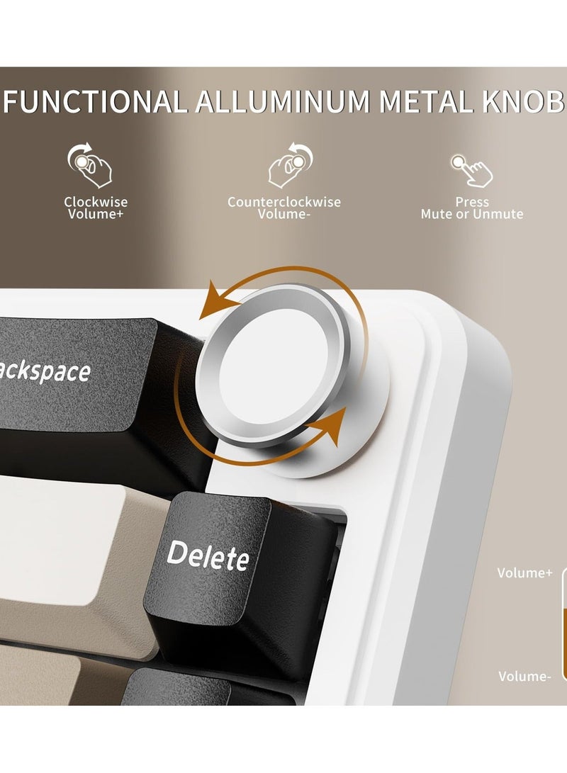 Attack Shark X66 Wireless Mechanical Gaming Keyboard with Knob,Tri Mode USB-C/BT5.0/2.4G Gasket Mounted 60% RGB Gaming Keyboard, Side Printed PBT Keycap,Hot Swappable Strawberry Switch - Image 2