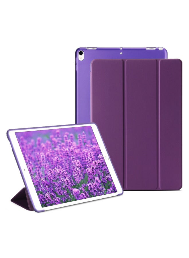 Suitable For Ipad9.7 Protective Case Tri-fold Silicone Case 10.2 Anti-fall Bracket Sleep Protection Leather Case Soft Case Style-Color:Purple-Applicable Model:mini4/5