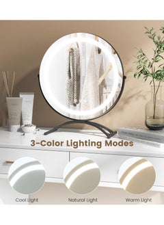 ETG Vanity Mirror with Lights, 40cm  Makeup Mirror with Lights, Smart Touch Control 3 Colors Dimmable Vanity Mirror, 360°Rotation Round Vanity Mirror for Bedroom, Bathroom  - Image 2