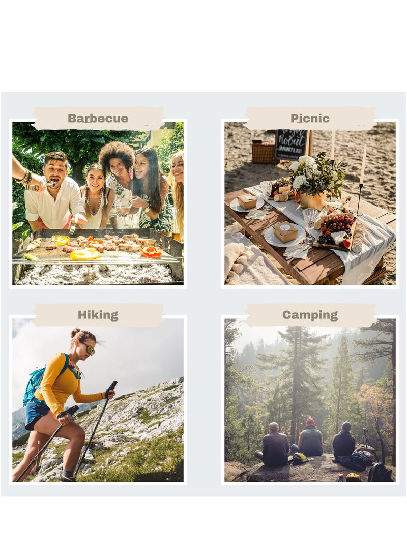 KASTWAVE 4 Pieces Camping Utensils,Outdoor Portable Stainless Steel Spoon,Fork & Bottle Opener Combo Camping Utensil Set for Hiking Camping Travel Functional Eating Multi-Tool - Image 4