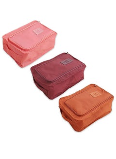 Excefore Travel Shoe Bag, 3-Piece Set Foldable Waterproof Shoe Bag Organizer For Packing, Travel Essentials For Flying, Shoe Travel Bag, Burgundy/Orange/Pink  - Image 1