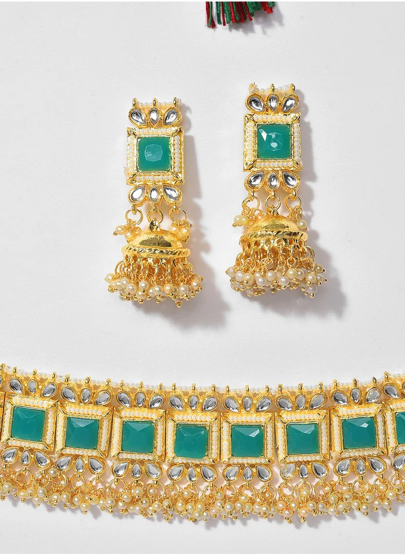 سوهي Stone Studded & Pearls Beaded Jewellery Set