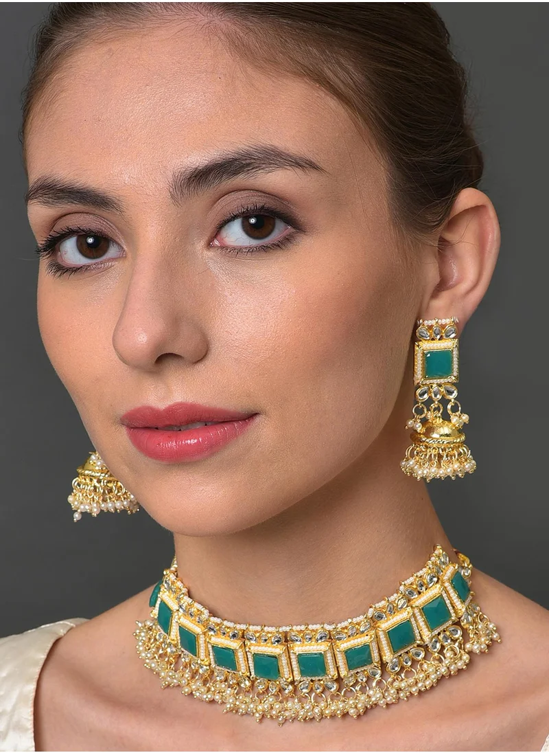 سوهي Stone Studded & Pearls Beaded Jewellery Set