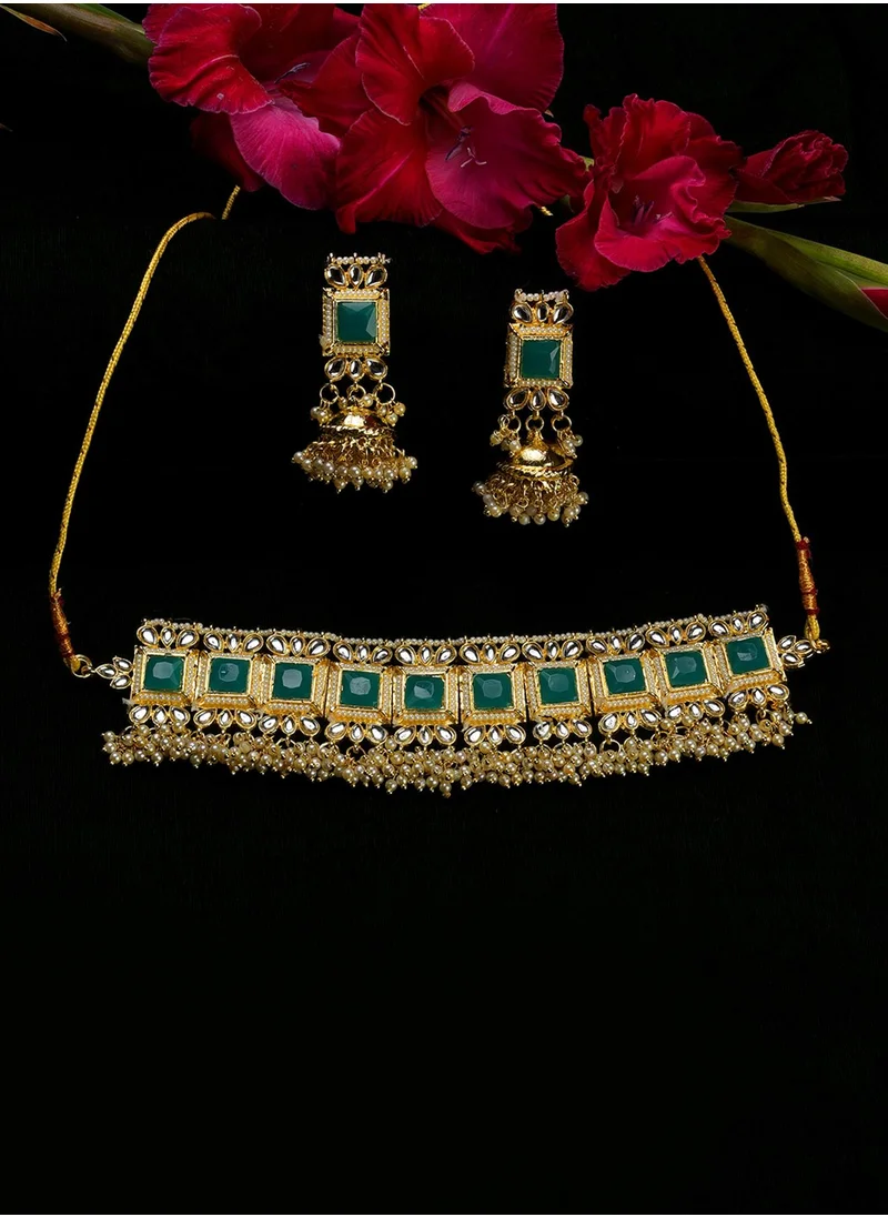 سوهي Stone Studded & Pearls Beaded Jewellery Set