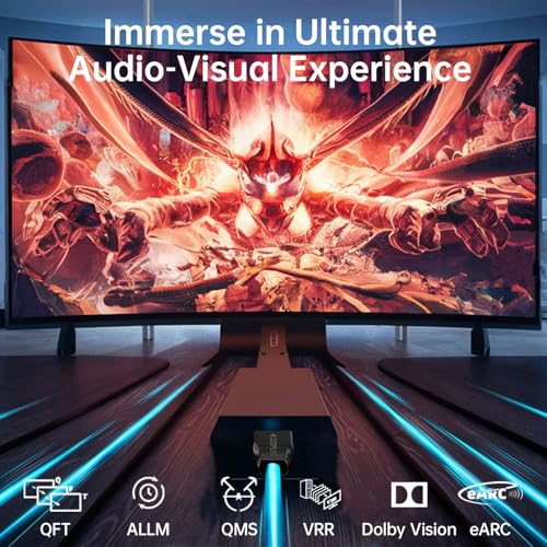 YSerendept 8K HDMI Cable Fiber Optic CL3 Rated(16.4ft),48Gbps Long HDMI 2.1 Cable[8K@60Hz,4K@120Hz] with Lock Connector,Compatible with TVs,Displays,Desktop,Laptops,Projectors,Gaming Consoles - Image 4