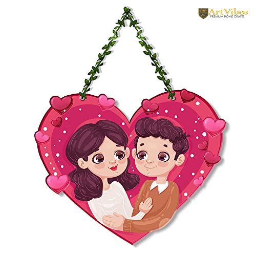 Artvibes Wood Couple Wall Hanging for Home Decor|Couple Gifts|Valentine Decor Items for Girlfriend Boyfriend Husband Wife|Living Room Decoration|Art Piece for Bedroom (WH_8301N), Multicolor - Image 5